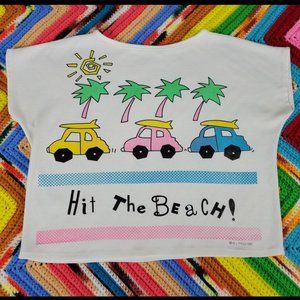 80s Hit The Beach! Boxy Cropped Top